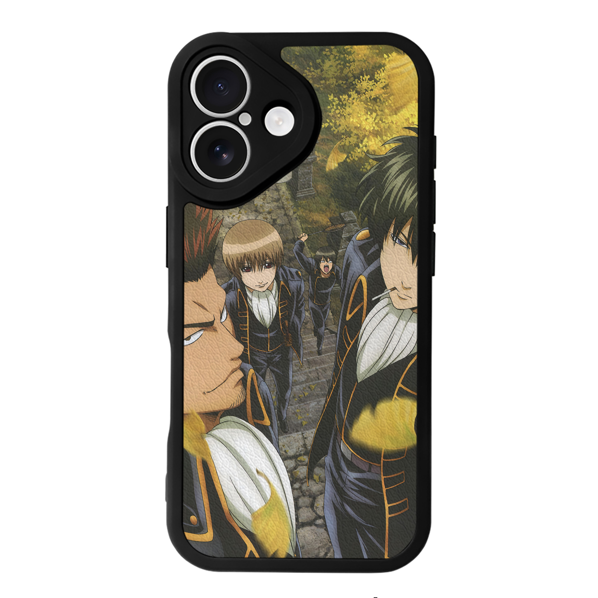 （画像用） ぎんたま 坂田銀時（さかたぎんとき） 神楽 志村新八（しむら しんぱち） GINTAMA Sakata Gintoki Kagura Shimura Shinpachi 【iPhone 16シリーズ対応】シリコンスマホケース（レザー調） 材質：シリコン